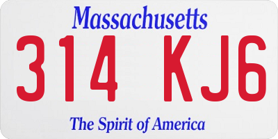 MA license plate 314KJ6