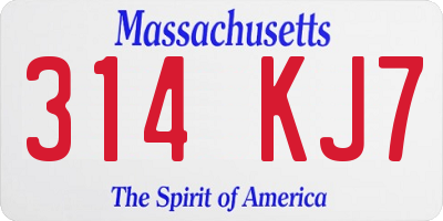 MA license plate 314KJ7