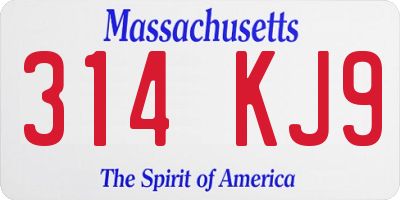 MA license plate 314KJ9