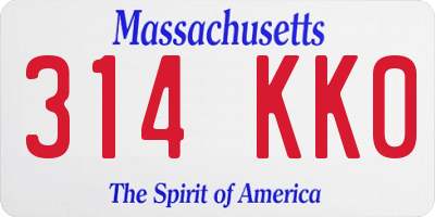 MA license plate 314KK0
