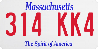 MA license plate 314KK4