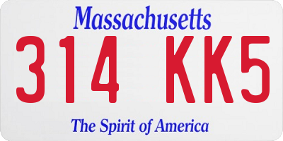 MA license plate 314KK5