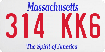 MA license plate 314KK6