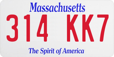 MA license plate 314KK7