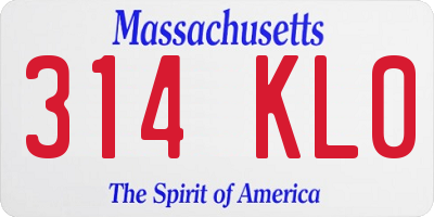 MA license plate 314KL0