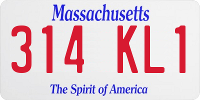 MA license plate 314KL1