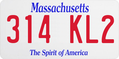 MA license plate 314KL2