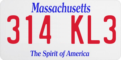 MA license plate 314KL3