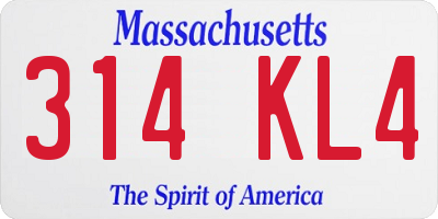 MA license plate 314KL4