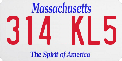 MA license plate 314KL5