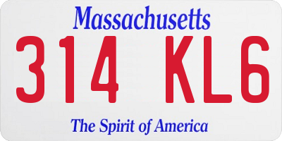 MA license plate 314KL6