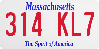 MA license plate 314KL7