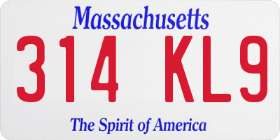 MA license plate 314KL9