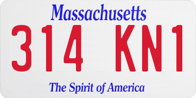 MA license plate 314KN1