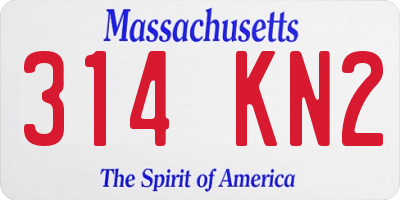 MA license plate 314KN2