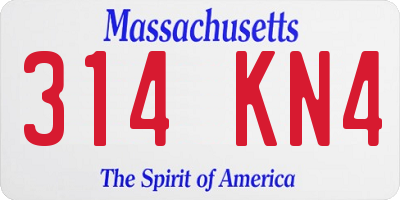 MA license plate 314KN4