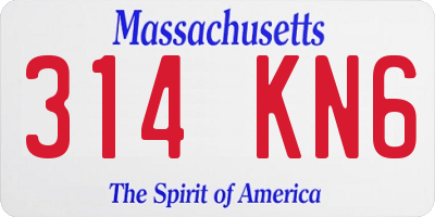 MA license plate 314KN6