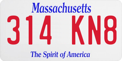 MA license plate 314KN8