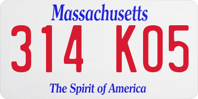 MA license plate 314KO5