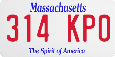 MA license plate 314KP0