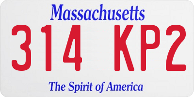 MA license plate 314KP2