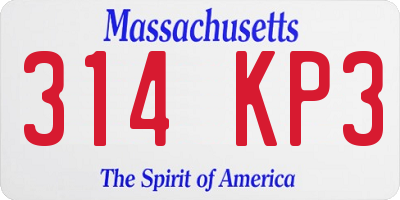 MA license plate 314KP3