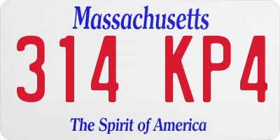 MA license plate 314KP4