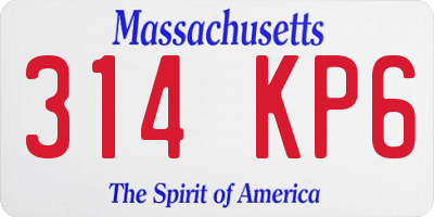 MA license plate 314KP6