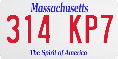 MA license plate 314KP7