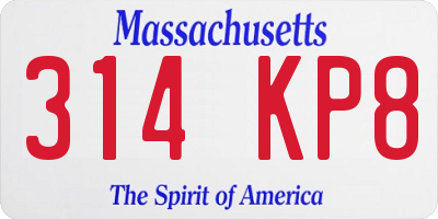 MA license plate 314KP8