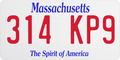 MA license plate 314KP9