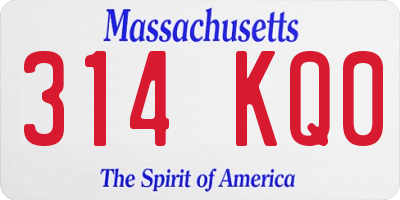 MA license plate 314KQ0