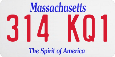 MA license plate 314KQ1