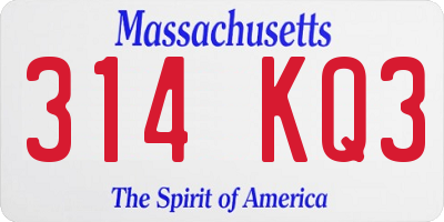 MA license plate 314KQ3