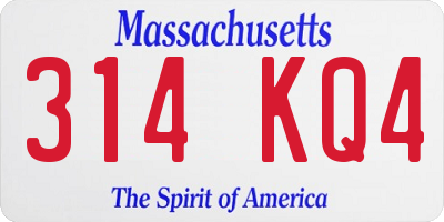 MA license plate 314KQ4