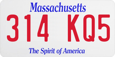 MA license plate 314KQ5