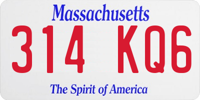 MA license plate 314KQ6