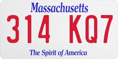 MA license plate 314KQ7