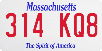 MA license plate 314KQ8