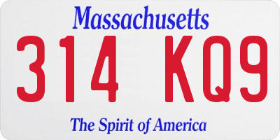 MA license plate 314KQ9