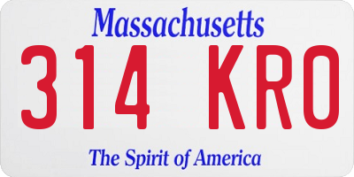 MA license plate 314KR0