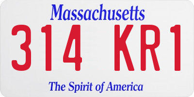 MA license plate 314KR1