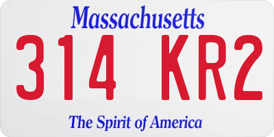 MA license plate 314KR2