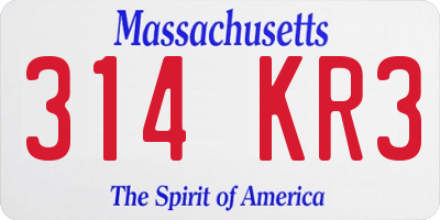MA license plate 314KR3