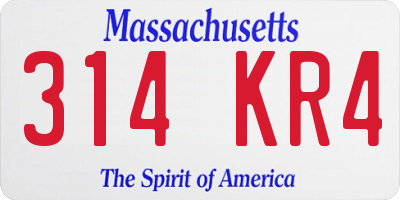 MA license plate 314KR4