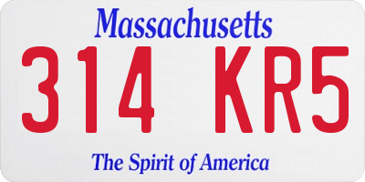 MA license plate 314KR5