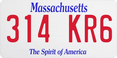 MA license plate 314KR6