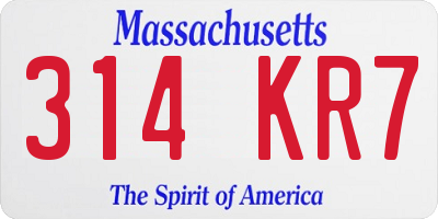 MA license plate 314KR7