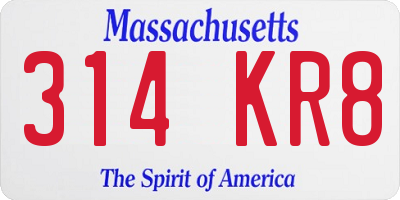 MA license plate 314KR8
