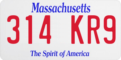 MA license plate 314KR9